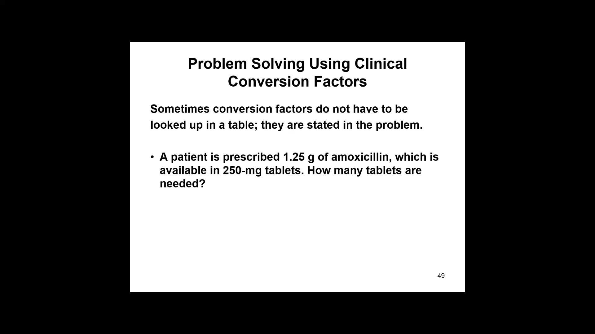 problem solving using clinical conversion factors