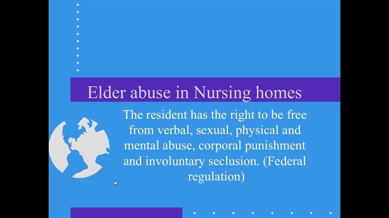 elder abuse nursing homes and intervention; 342 sp 18 (CC)